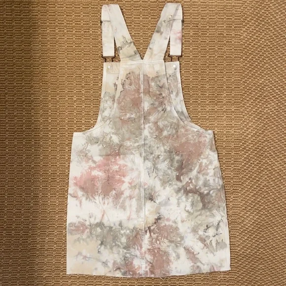 NWT Wild Fable Cream and Pink Tie-Dye Overalls Dress - Picture 4 of 6